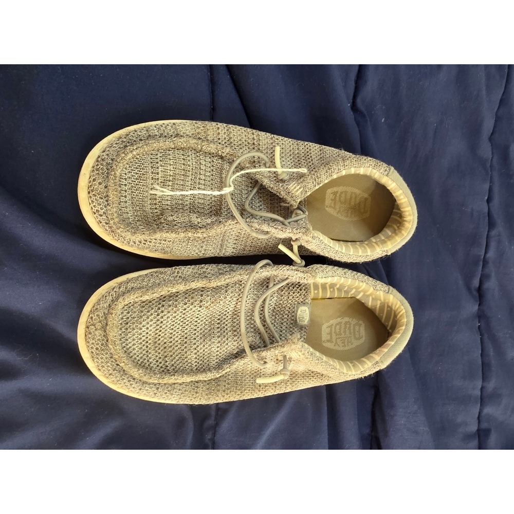 Hey Dude Wally Y Stretch Mesh Tan Khaki Slip On Loafers Youth Size 3 42072-030